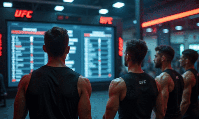 Athletes analysant les classements UFC dans un gym moderne