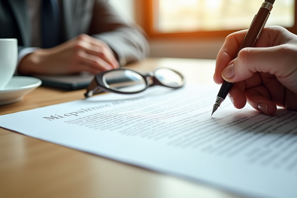 Signature d un contrat formel sur un bureau en bois