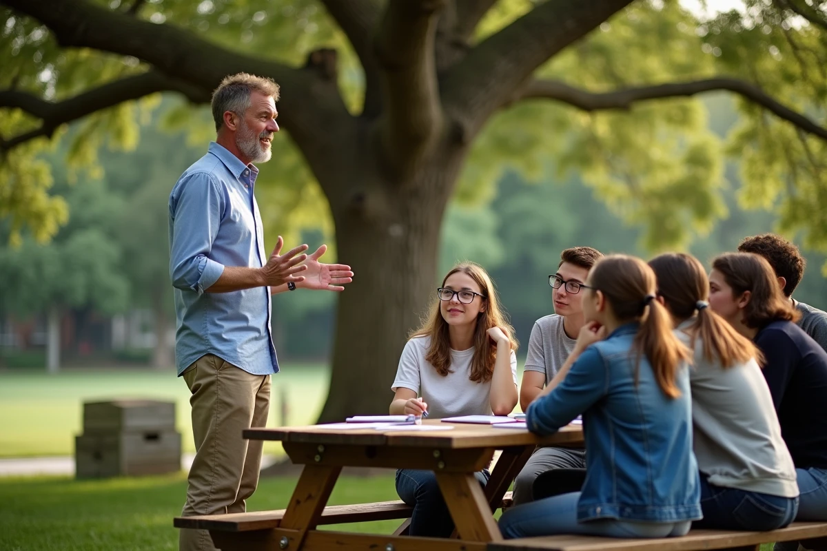Un homme enseignant parle à un groupe d