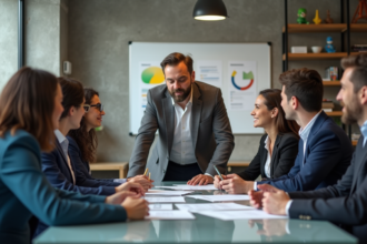 Groupe de professionnels divers en réunion de travail