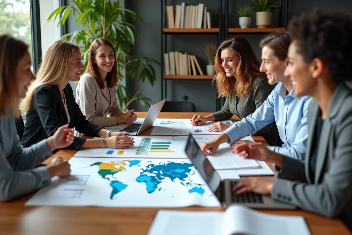 Groupe de jeunes professionnels collaborant autour d