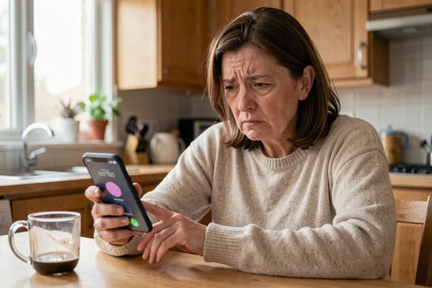 Femme stressée recevant un appel téléphonique répétitif d'un numéro inconnu 0948001717 à la maison