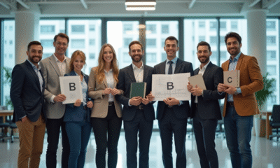 Groupe de professionnels divers avec objets B pour careers