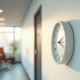 Horloge murale blanche dans un bureau lumineux