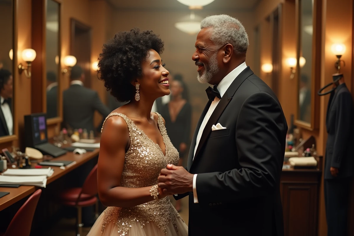 Vocalistes noirs en répétition backstage avant un concert