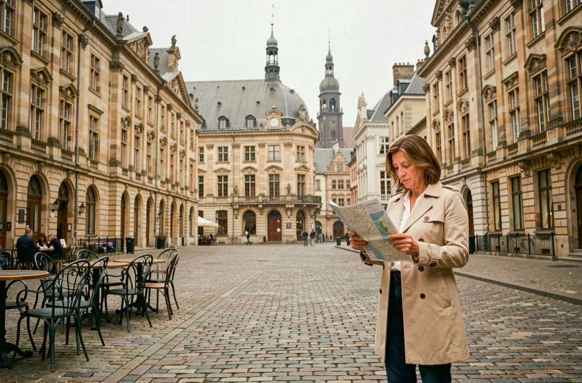Place historique d'une ville belge de 6 lettres avec façades baroque et terrasses de café
